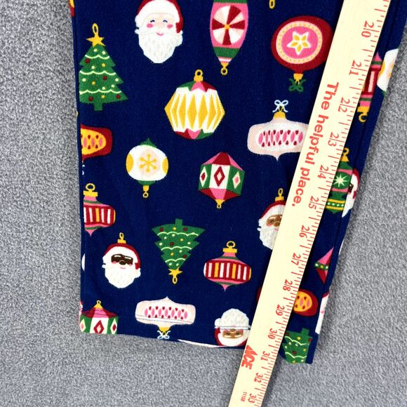 North Pole Trading Co. Pajama Pants Women Small Blue Christmas Tree Sant Flannel - Picture 9 of 15